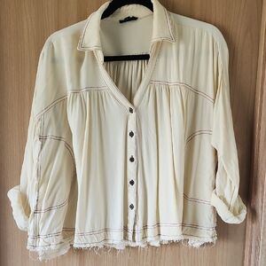 Mittoshop Cream Button-Down Women's Shirt